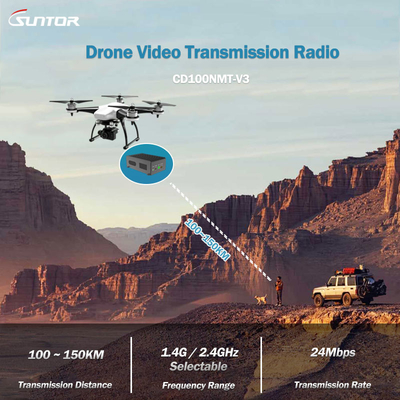 CD100NMT UAV/ 드론용 장거리 COFDM 송신기, 듀얼 안테나 MIMO 설계, 최대 150km